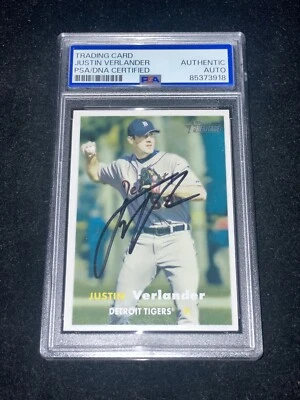 Justin Verlander Signed 2006 Topps Heritage Rookie Card PSA Slab Tigers Baseball - Image 1 of 2