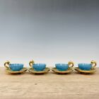 4.8" China Manual Porcelain Song Dynasty Ru Porcelain Gilding A Set Cup