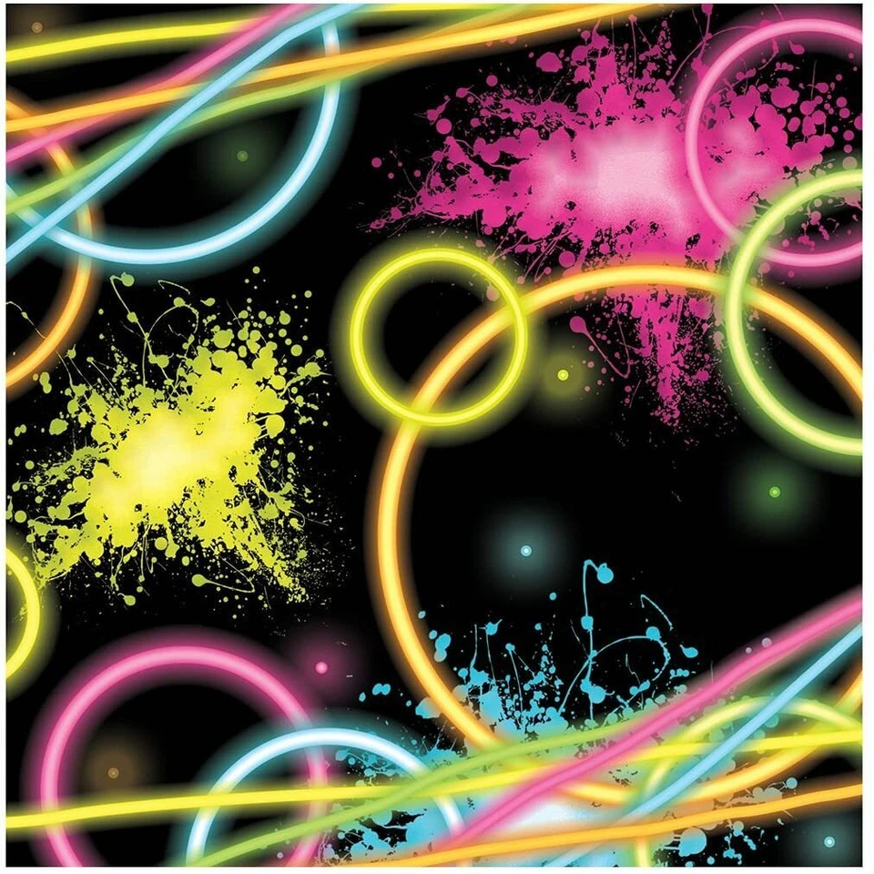 Glow Party Beverage Napkins Neon Birthday Party Supplies - Image 1 of 1