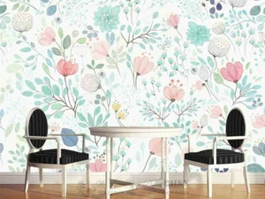Flower Pattern Removable Repositionable Girls Wall Mural Wallpaper Nursery Decor - Picture 1 of 8