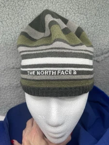 The North Face Beenie Unisex Talla Única Spellout Verde Gris Rayas Gorra de Esquí Sombrero - Imagen 1 de 14