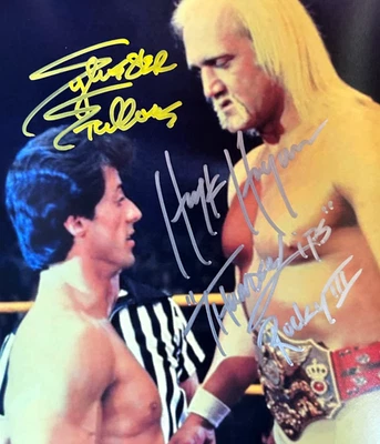 西尔维斯特·史泰龙,HULK HOGAN 签名 8x10 (ROCKY III) 正品亲笔签名 带真品证书 — 第 1/4 张图片