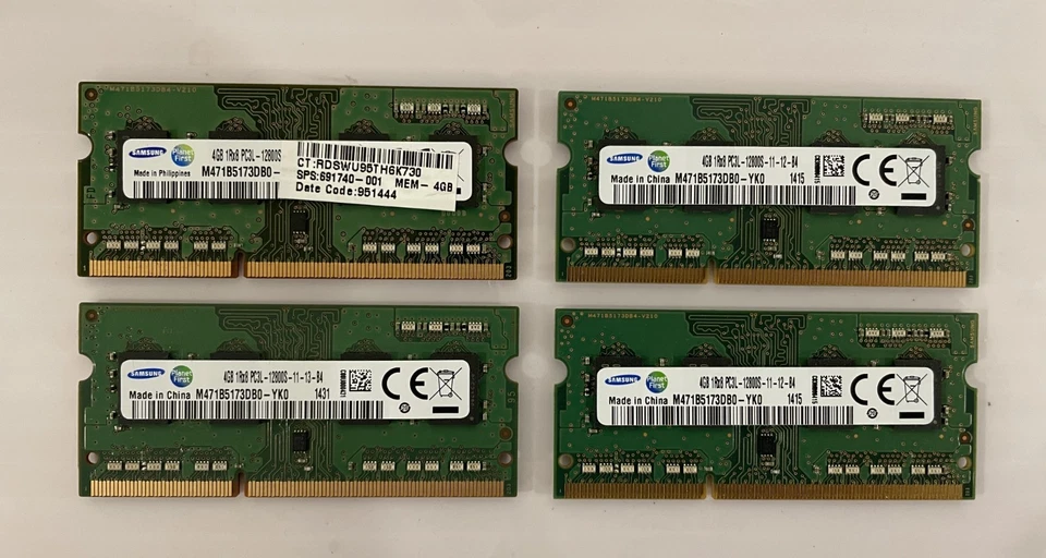 Samsung 16GB (4 x 4GB) PC3L-12800S DDR3-1600MHz Laptop RAM (M471B5173DB0-YK0) - Image 1 of 1
