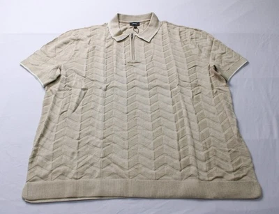 Suéter Polo Express Para Hombre Texturizado Chevron Mezcla de Algodón S/S BL1 Oyster Talla 2XL Foto 1 de 3