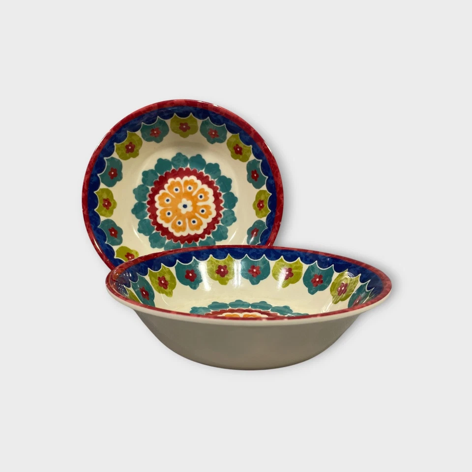 Juego de 2 cuencos de melamina mandala floral Better Homes & Gardens multicolor 7,5 pulgadas Foto 1 de 4