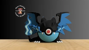 #006 Mega Glurak X Pokeball im Maßstab 1:1, 3D Druck, Pokemon, Gaming Accessoire - Bild 1 von 3