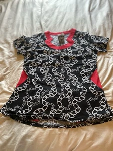 Women’s UA Scrubs Chain Pattern Unique Collar Scrub Top Size Small - Picture 1 of 6