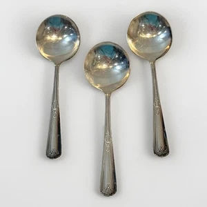 International Silver Lyric I Cream Soup Spoons HC Round Lot of 3 - Picture 1 of 9