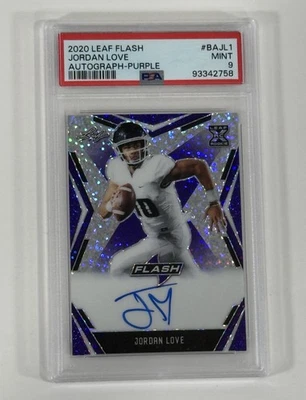 2020 Leaf Flash Jordan Love Autograph Auto Card PSA Graded Mint 9 Ba-JL1 6/25 - Image 1 of 3