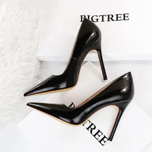 Damen Büro Slipper Stiletto Pumps hohe Absätze sexy spitze Zehenpartie Hochzeitsschuhe - Bild 1 von 10