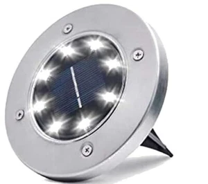 1pc White 8 Led Solar Power Floor Lamp Ground Lights Outdoor Garden Lawn Path - Picture 1 of 3