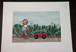original Kunstwerk Gemälde Teddybär Kinder D Buonagurio - Bild 1 von 1