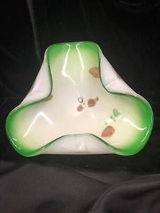Venetian Murano-style Art Glass Free Form Bowl With Foil Blue Green Brown Gold - Picture 1 of 7