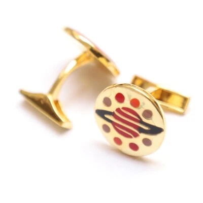 Gemelos de boda de plata de ley 925 enchapados en oro con forma redonda Foto 1 de 4