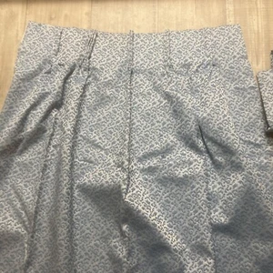 Vintage Pinch Pleat Drapes Brocade Insulated / Foam Back 2 Panels 26" X 62" Blue - Picture 1 of 5
