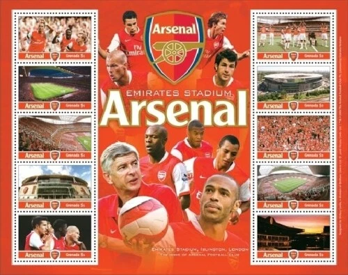Grenada 2006 - Arsenal Football Soccer - Sheet Of 10 Stamps - Scott #3630 - MNH - Image 1 of 1