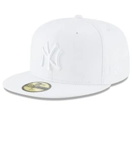 New York Yankees MLB Authentic New Era 59FIFTY Fitted Cap HAT 5950 ALL WHITE NEW - Picture 1 of 7