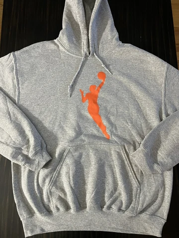 NWOT WNBA Orange Logo Hoodie Hooded Sweatshirt Sweater Gray Grey Men MEDIUM M Cover
