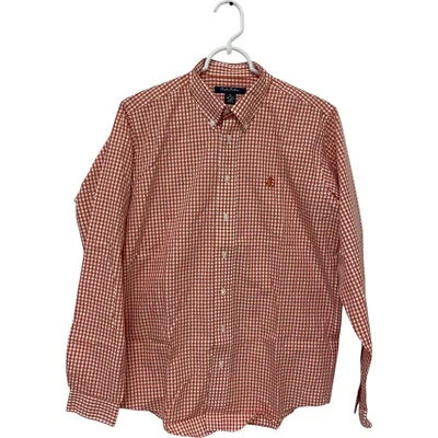 Brooks Brothers Button Up Shirt Boys Size XL Orange Gingham Red Fleece Non Iron - Image 1 of 4
