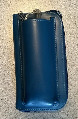 Estuche doble de cuero genuino ILI con bolsa de lector en jeans azul RFID Foto 1 de 3