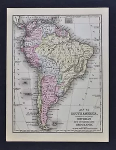 1886 Mitchell Map South America Brazil Peru Ecuador Colombia Argentina Chile - Picture 1 of 1