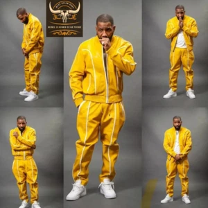 Tracksuit Men's Genuine Leather Jogging Set Handmade Custom Outfit – All Color - Picture 1 of 10