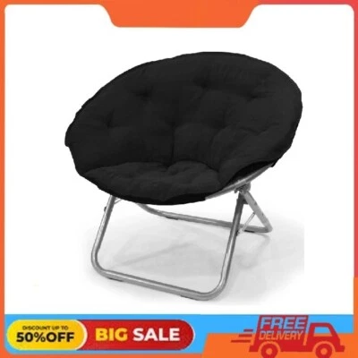 Mainstays Large Super Soft Microsuede 30" Adult Saucer Chair, Black - Image 1 of 4