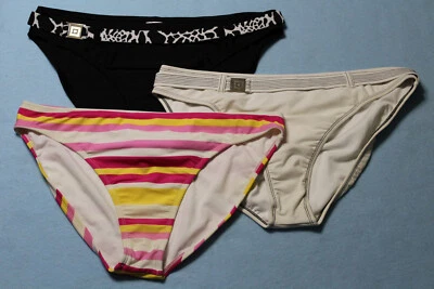 NUEVO 3 Lote Fondos de Bikini Isaac Mizrahi Rayas Negro Sólido XXL Ver Medidas* Foto 1 de 4