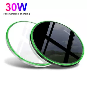30W Fast Wireless Charger Pad Metal Charging Mat For iPhone 16 15 14 Samsung S25 - Picture 1 of 26