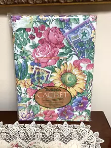 Spring Town & Country Cachet Flannel Backed Vinyl Tablecloth Oblong 52" x 70" - Picture 1 of 2