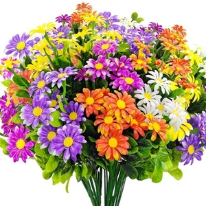 10 Bundles Artificial Daisies Plastic Flowers Outdoor UV Resistant Fake Daisy... - Picture 1 of 6