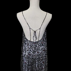 ZARA Vestido Midi Negro Floral Satinado Correas de Espagueti Sin Espalda Boho Vacaciones PEQUEÑO - Imagen 1 de 7