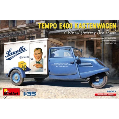 TEMPO E400 KASTENWAGEN 3-WHEEL DELIVERY BOX TRACK KIT 1:35 Miniart Kit Auto Mode - Immagine 1 di 4