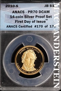 2010-S James Buchanan Presidential Dollar - ANACS PR70 DCAM - Scarce  #SLJ56 - Picture 1 of 2