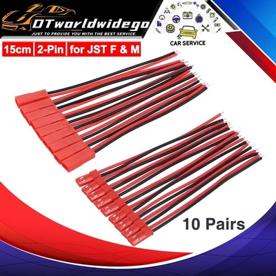 20Pcs (10Pairs) for JST Connector 2 Pin Male Female Connector 22AWG for Battery - Image 1 of 4