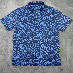 DRUIDS Shirt Herren 2XL Golf Polo Blau Geometrisches Muster Performance Stretch Tour - Bild 1 von 9