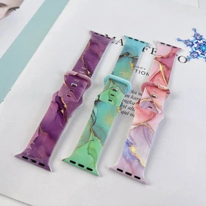 Correas Para Apple Watch iwatch Series 10/9/8/7/6 Marbel Abstract Printed Strap - Picture 1 of 30