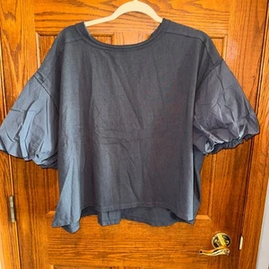 We The Free Blossom Tee grau kurz Ballonärmel Oversize Pullover Small - Bild 1 von 5