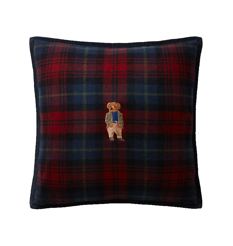 罕见全新带标签限量版 Lux Ralph Lauren 格纹红色 Polo Bear 枕头 2 件套 — 第 1/2 张图片