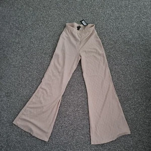 BNWT High Waist Honeycomb Textured Flare Pants Trousers Petite 10 Lightweight - Picture 1 of 5
