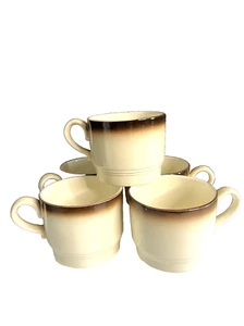 Set 5 tazze vintage in ceramica stile fade bordo marrone 3,5" pollici made in USA - Foto 1 di 4