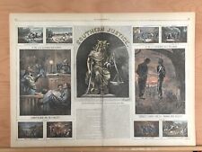 1867 GRAVURE HEBDOMADAIRE THOMAS NAST SOUTHERN JUSTICE HARPER'S COULEUR MAIN