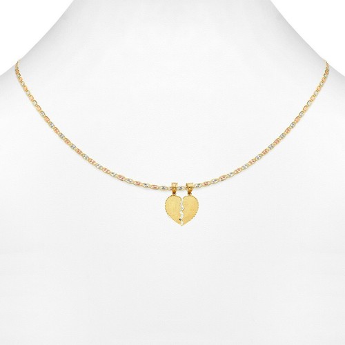 Ciondolo Ciondolo Cuore Spezzato Oro Giallo 14KT con Catena Valentino Uomo Donna