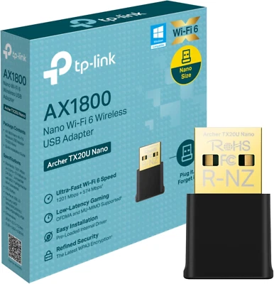 Adaptador USB MU-MIMO inalámbrico Tp-Link AX1800 Archer TX20U Nano Wifi 6, Wifi rápido  - Imagen 1 de 4