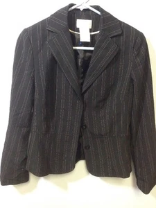Worthington Black Jacket Blazer Style Dress Coat Size 4 Pin Stripe - Picture 1 of 12