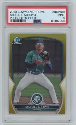 2023 Bowman Chrome Prospects Gold  psa9  32/50 Michael Arroyo Seattle Mariners - Image 1 of 2