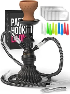 Shisha Set Klein mit 2 Schläuche - 30cm Schwarz komplett M. ROSENFELD gebraucht - Bild 1 von 6