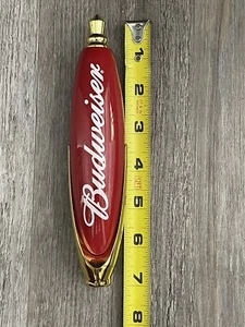Budweiser Small Prestige Tap Handle New In Box 7” Beer Tap - RARE - Red Gold - Picture 1 of 6