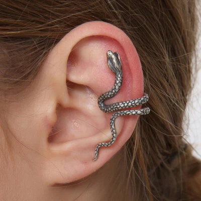 S925 Plata de Ley Serpiente Cobra Escalador Oreja Brazalete Sin Piercing Pendientes Foto 1 de 4