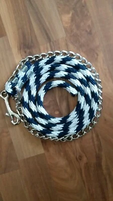 Nylon Lead stud Chain 7.5ft. For horses navy/white - Image 1 of 2